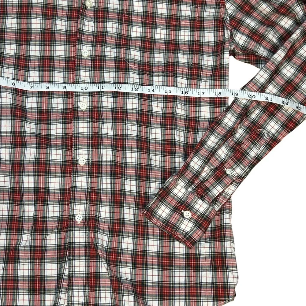 J.Crew Men’s Slim Fit Secret Wash Shirt M Red Navy Plaid Tartan Button Down